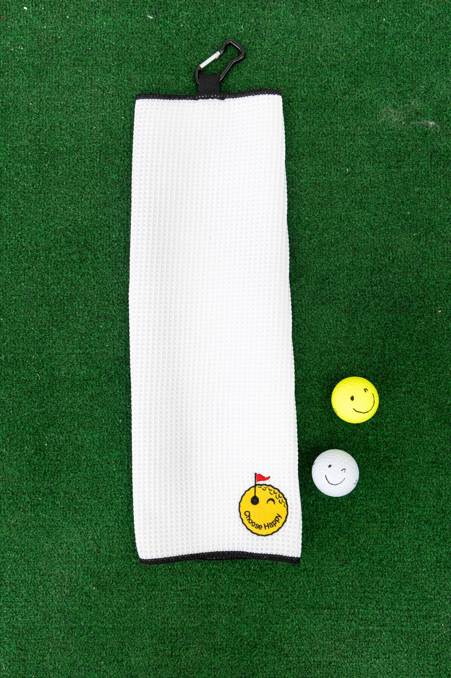 Smiley Golf Ball Golf Towel - White