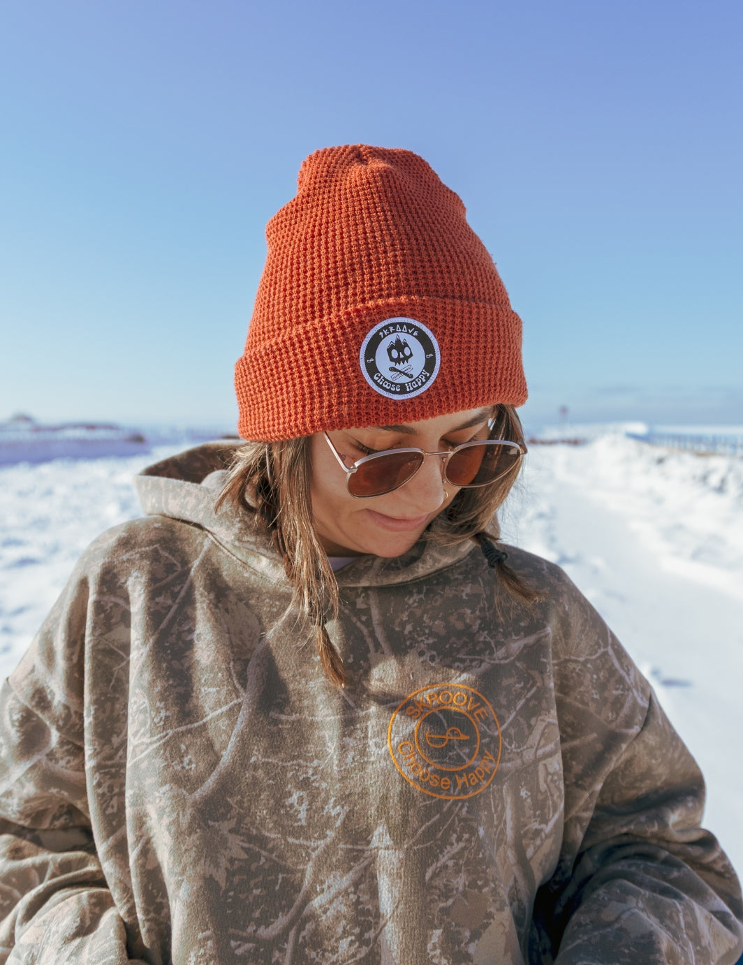 Choose Happy Shred Squad Waffle Beanie - Rust