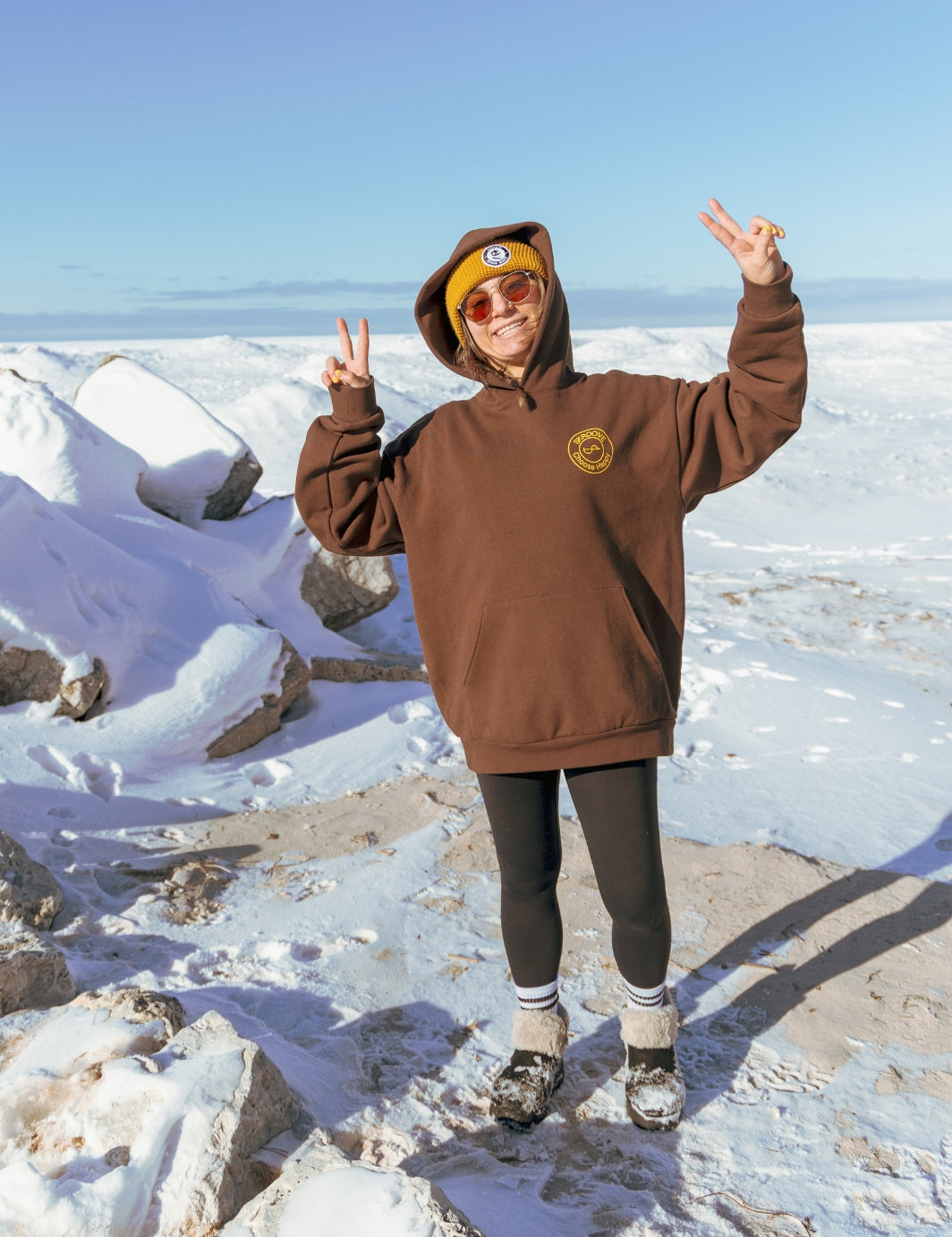 Choose Happy Classic Heavyweight Hoodie - Brown
