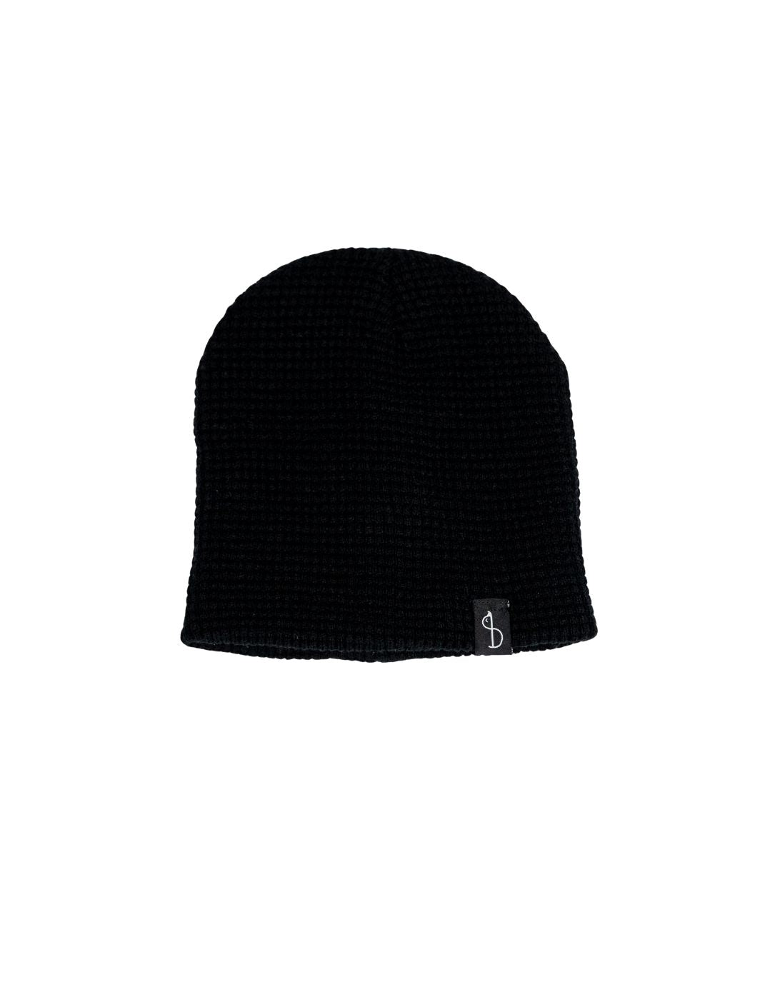 Waffle Knit Skull Cap Beanie - Black
