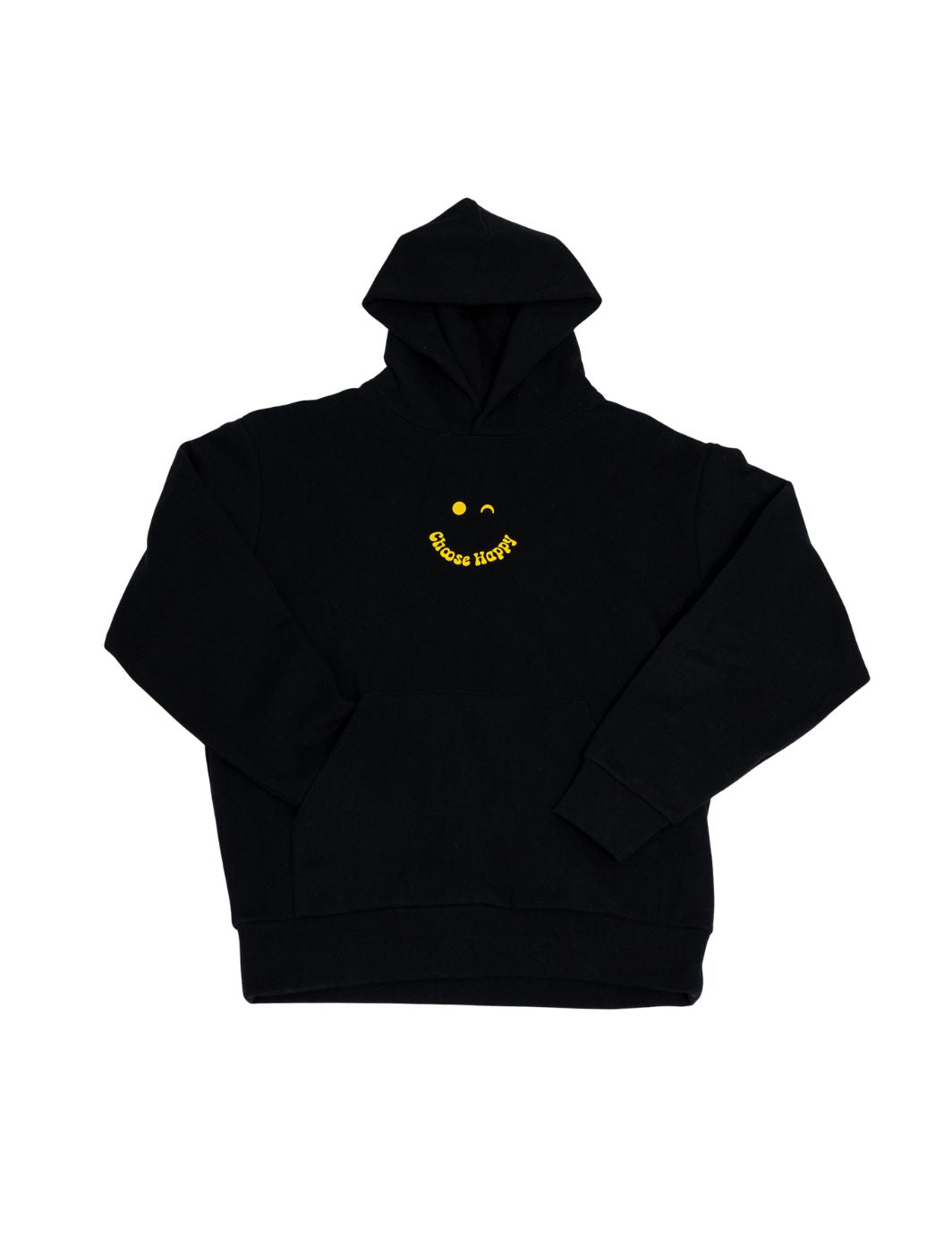 Choose Happy Smiley Heavyweight Hoodie - Black