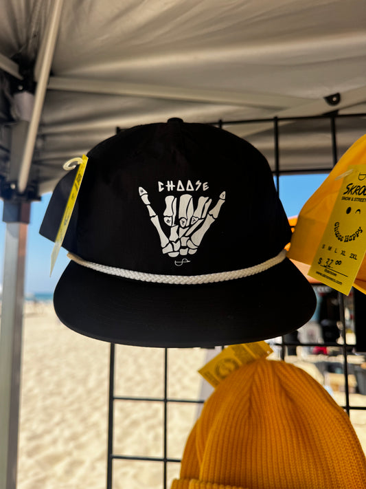 Choose Happy Shaka Surf Rope Hat - Black