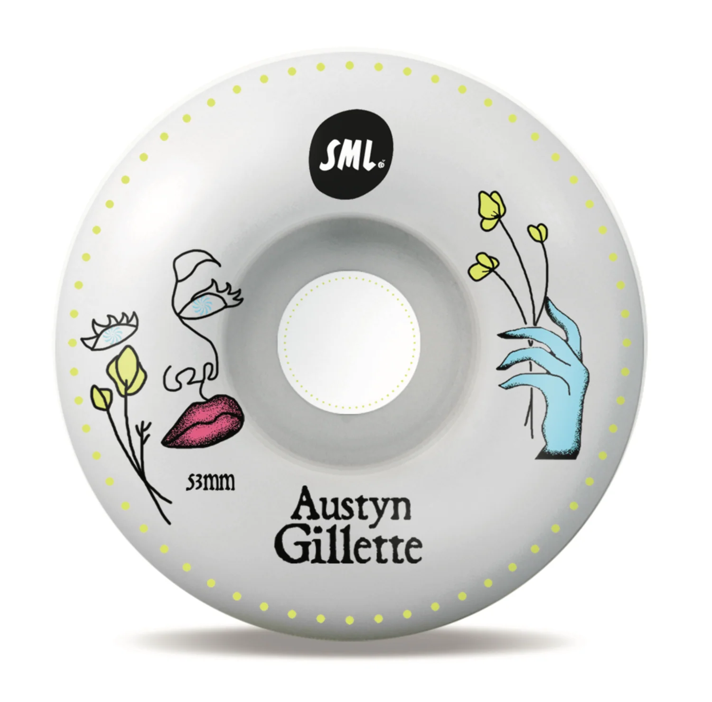 Sml Skateboard Wheels 53mm Austyn Gillette Lucidity V-Cut 99A White