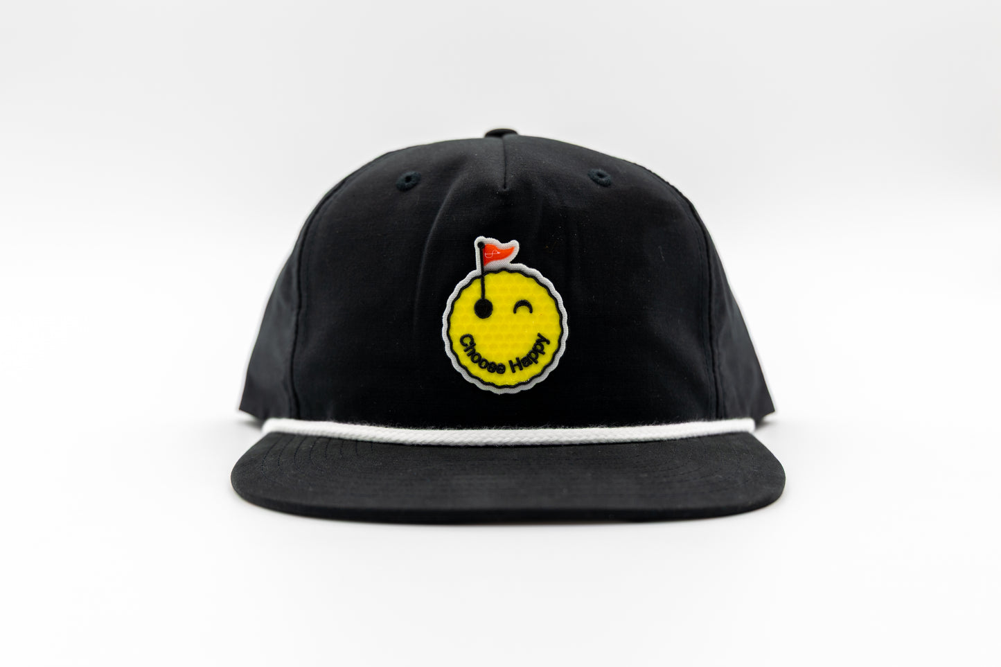 Smiley Golf Ball Surf Rope Hat - Black