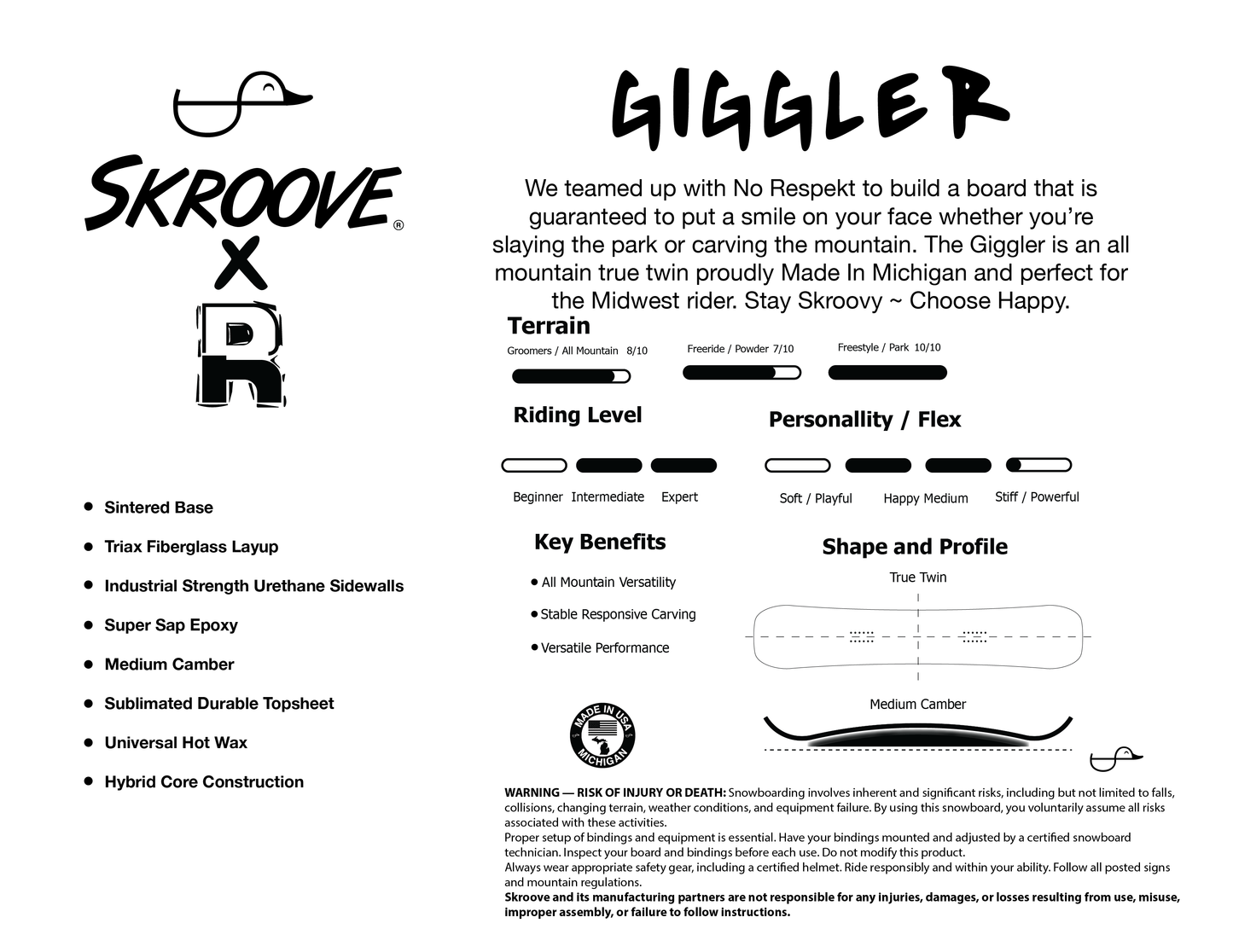 Giggler Snowboard - Skroove x No Respekt