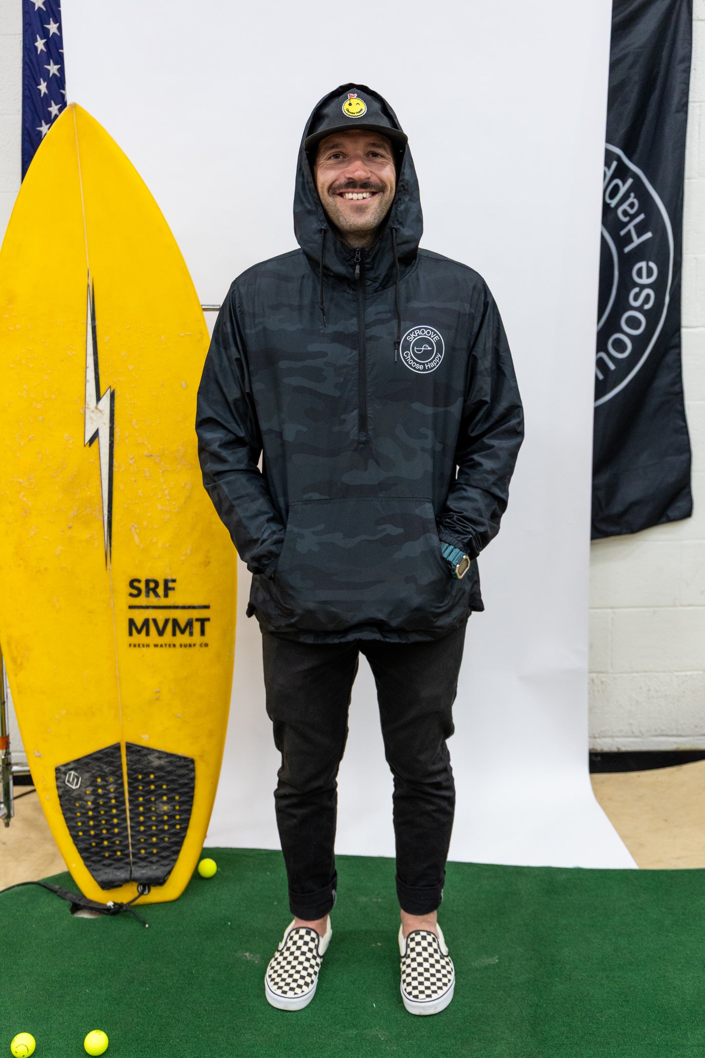 Choose Happy Classic Anorak Jacket - Black Camo