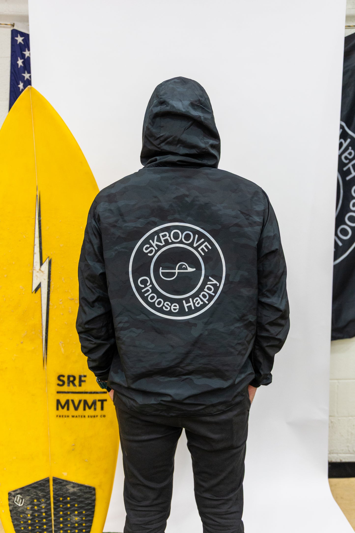 Choose Happy Classic Anorak Jacket - Black Camo