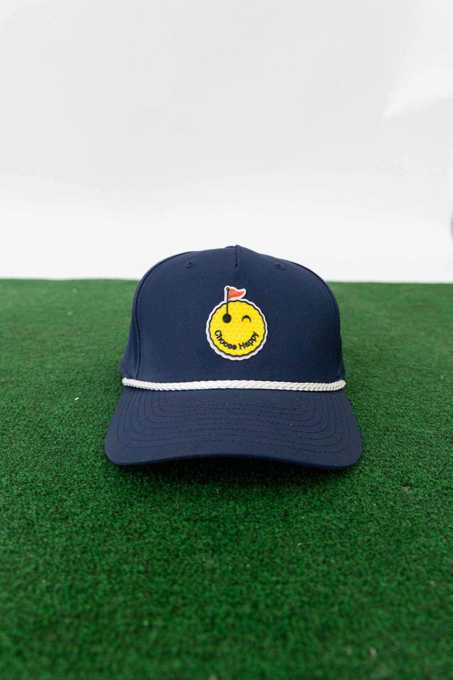 Smiley Golf Ball Rope Hat - Navy