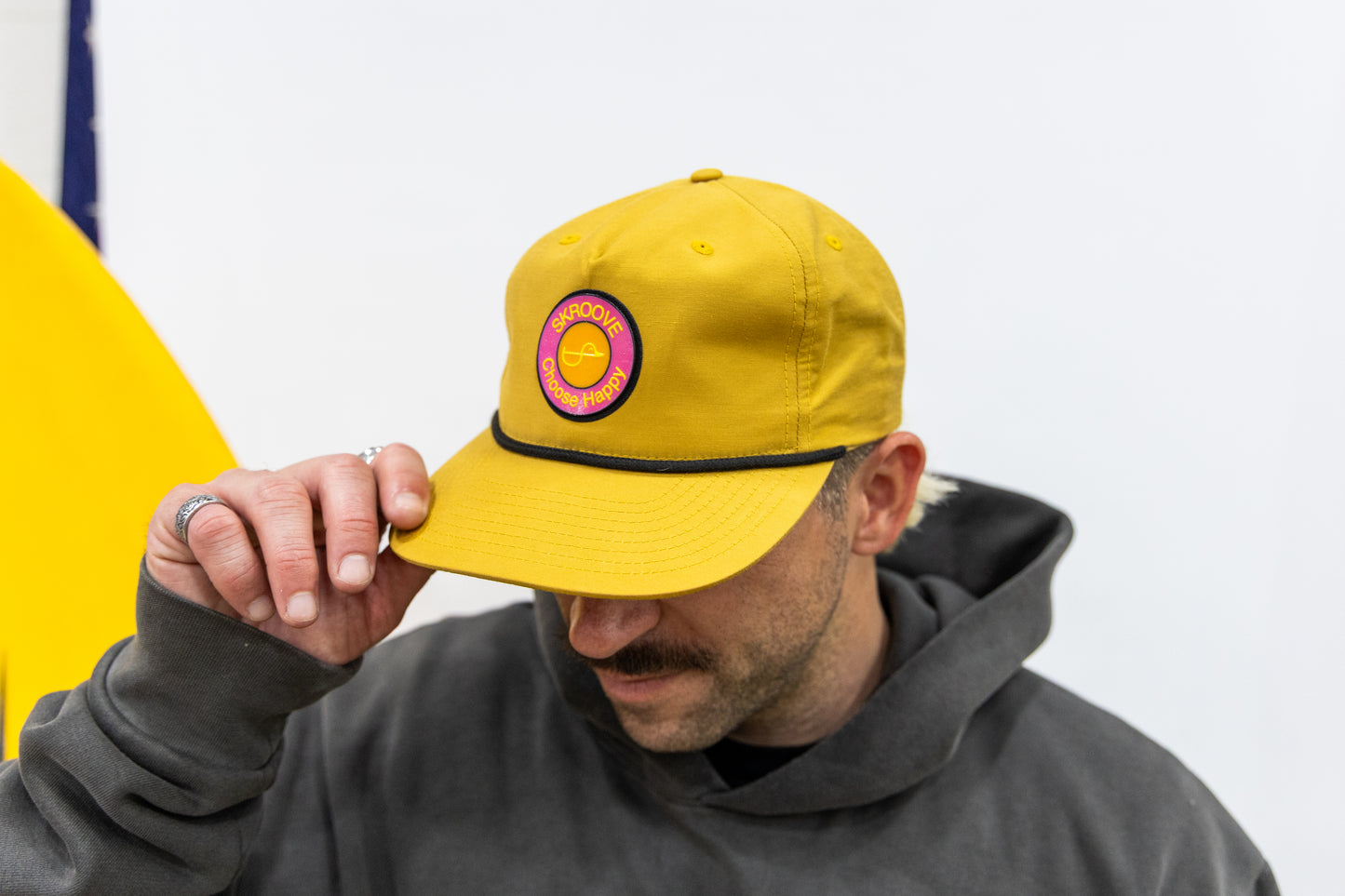 Choose Happy Surf Rope Hat - Mustard