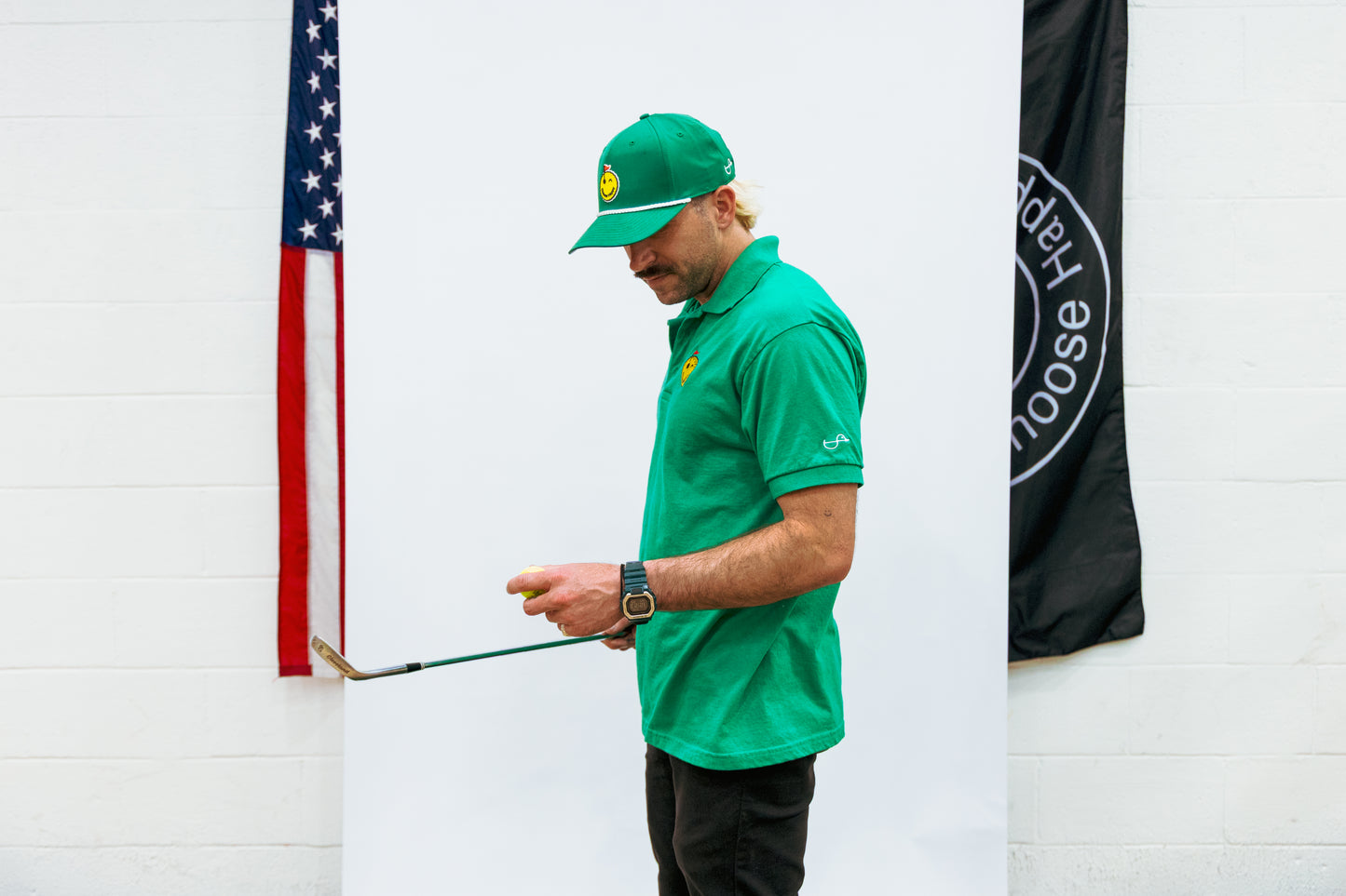 Smiley Golf Ball Polo - Kelly Green