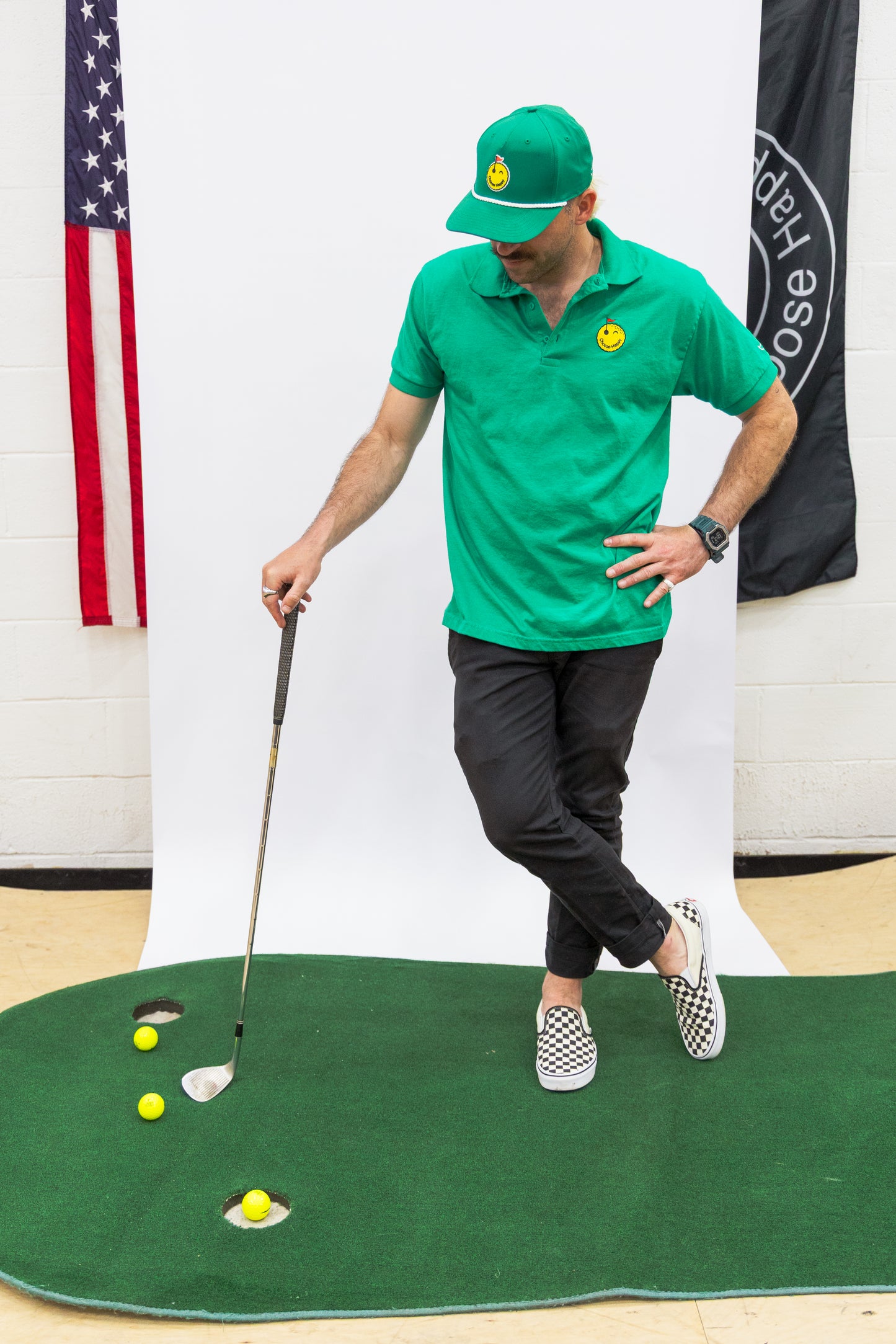 Smiley Golf Ball Polo - Kelly Green