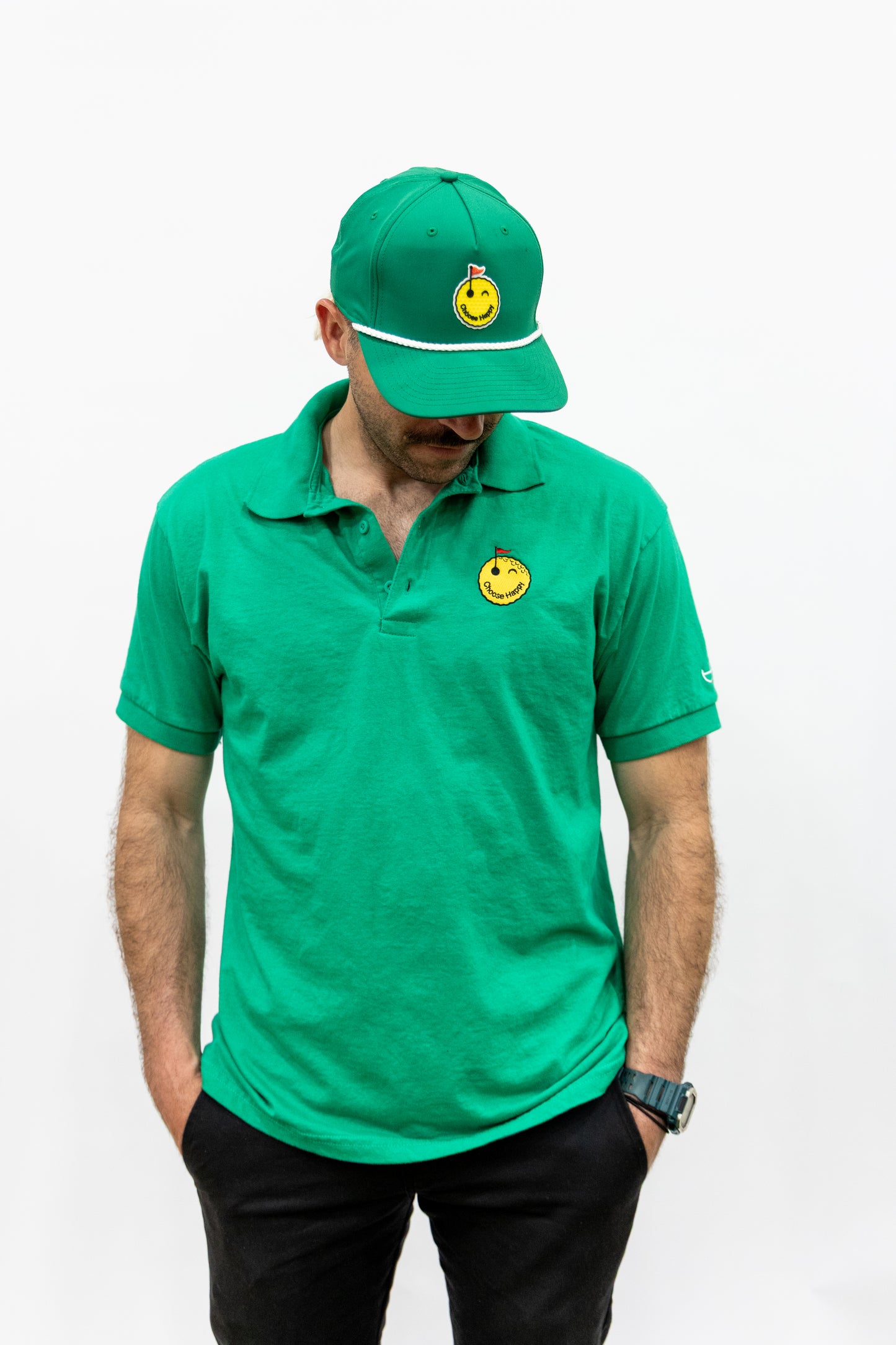 Smiley Golf Ball Polo - Kelly Green