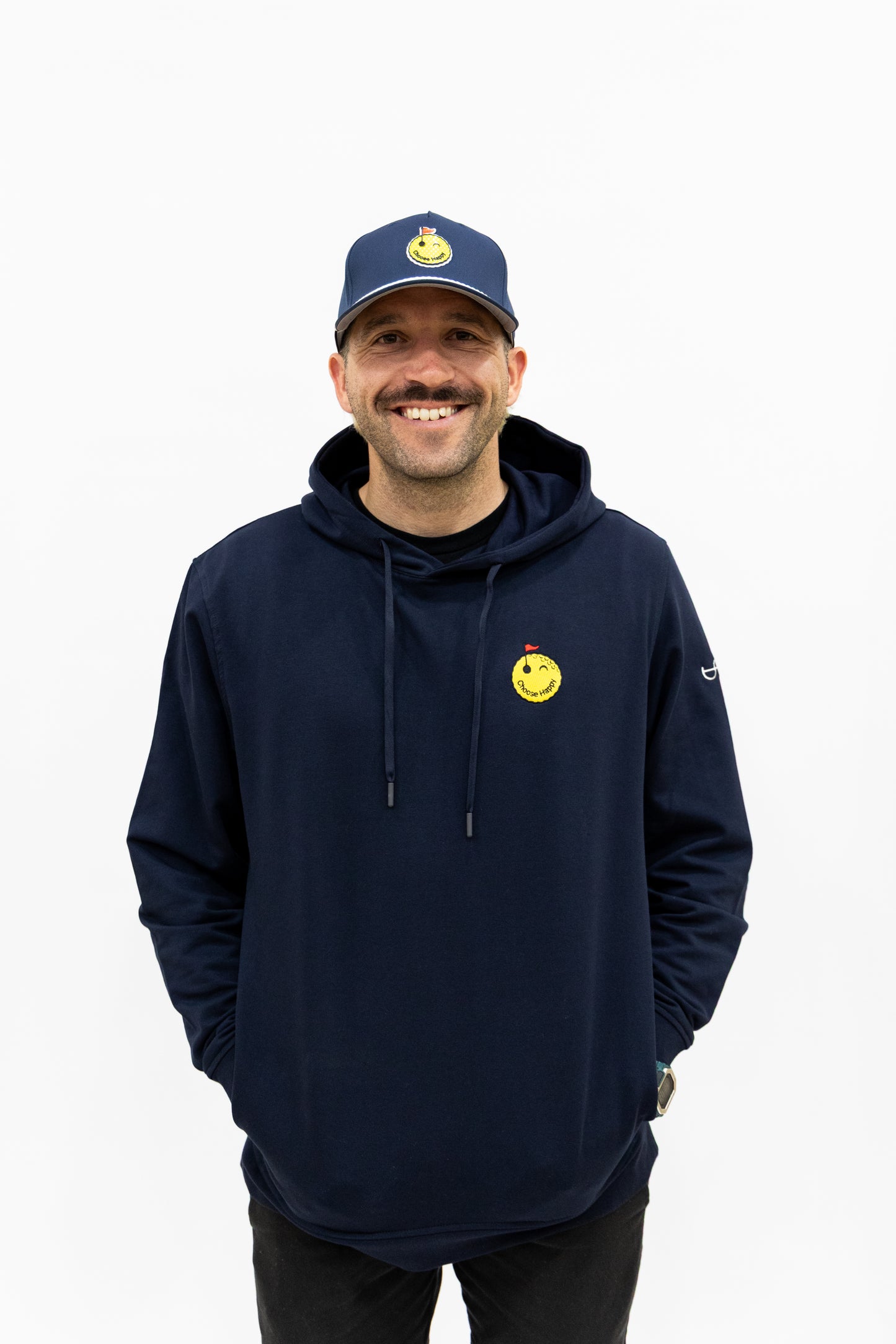 Smiley Golf Ball Performance Hoodie - Navy