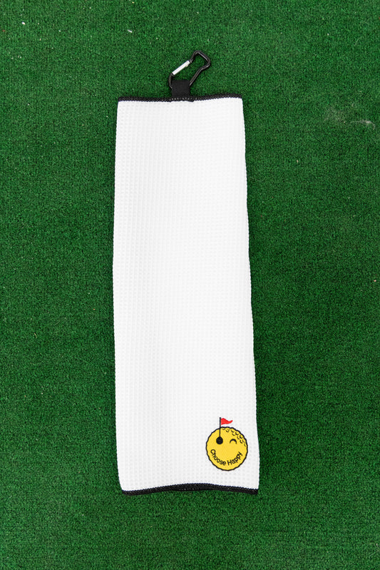 Smiley Golf Ball Golf Towel - White