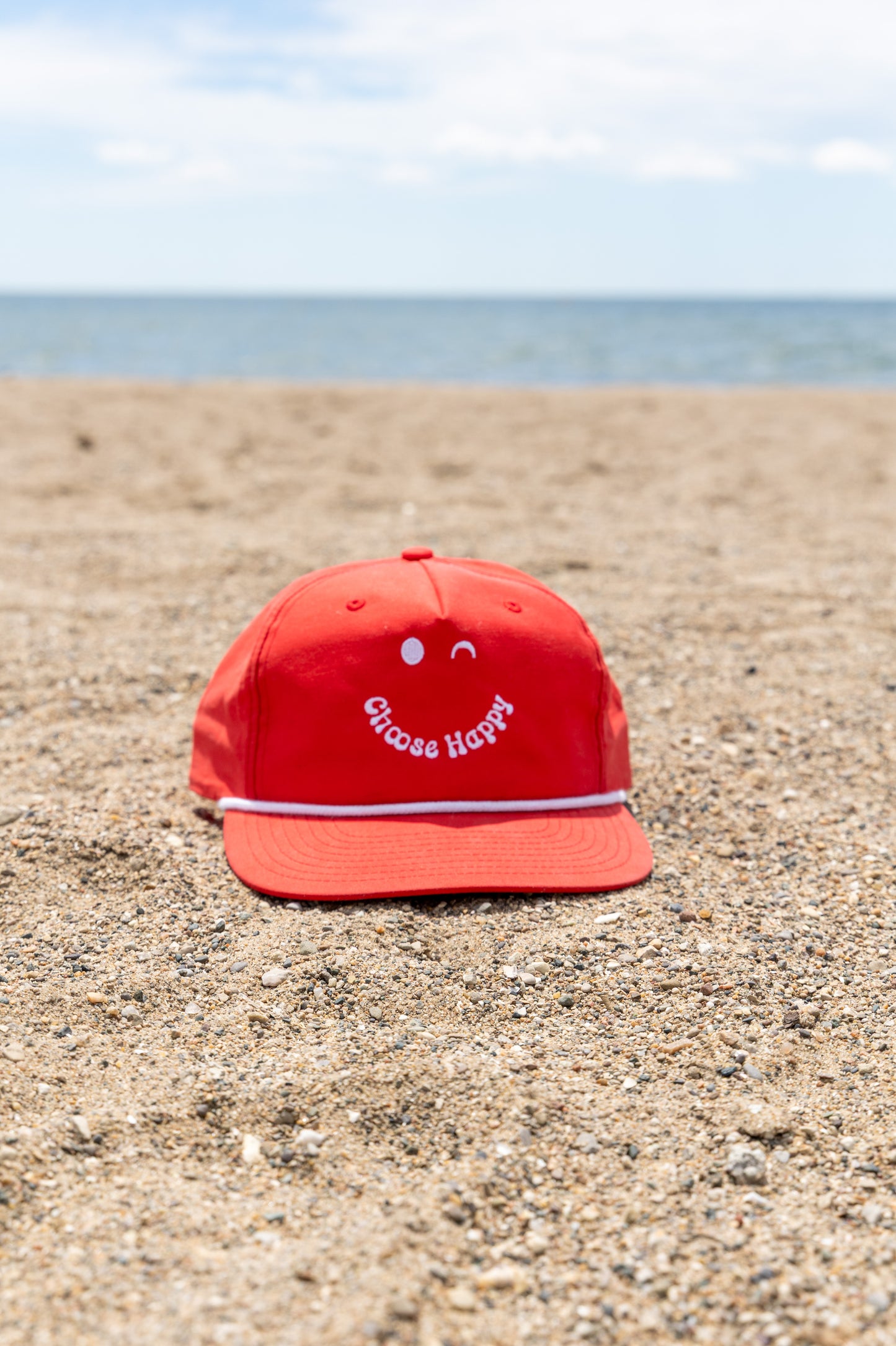 Choose Happy Smiley Surf Rope Hat - Red