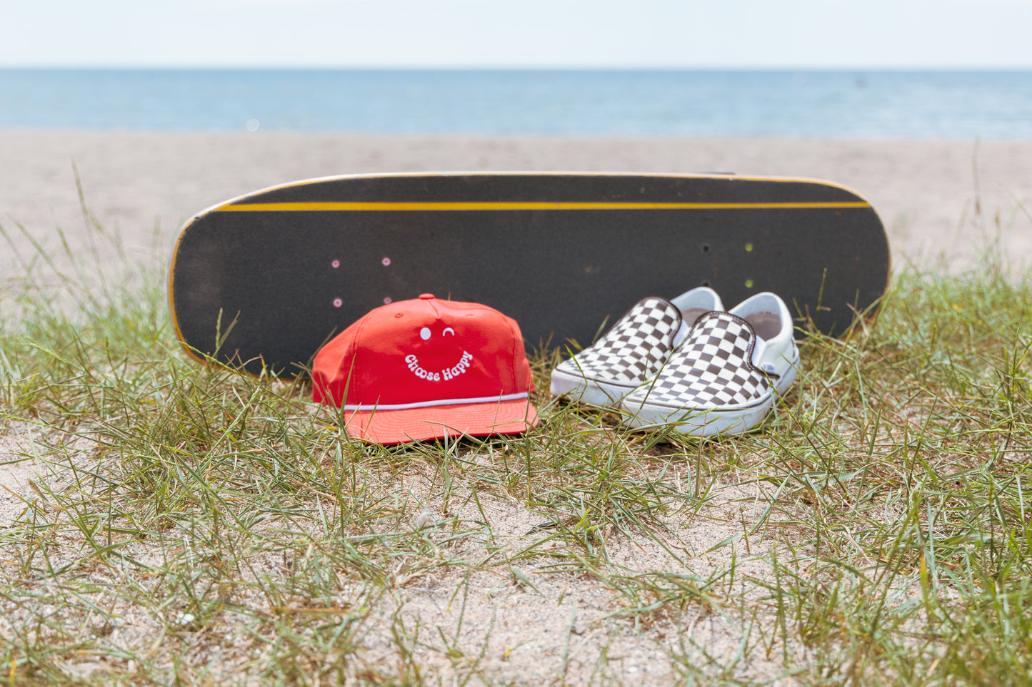 Choose Happy Smiley Surf Rope Hat - Red